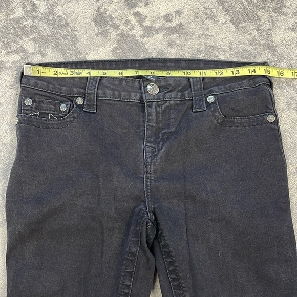 True Religion Halle Mid Rise Super Skinny Jeans Black Wash Horseshoe Stitch 29 - Picture 8 of 13